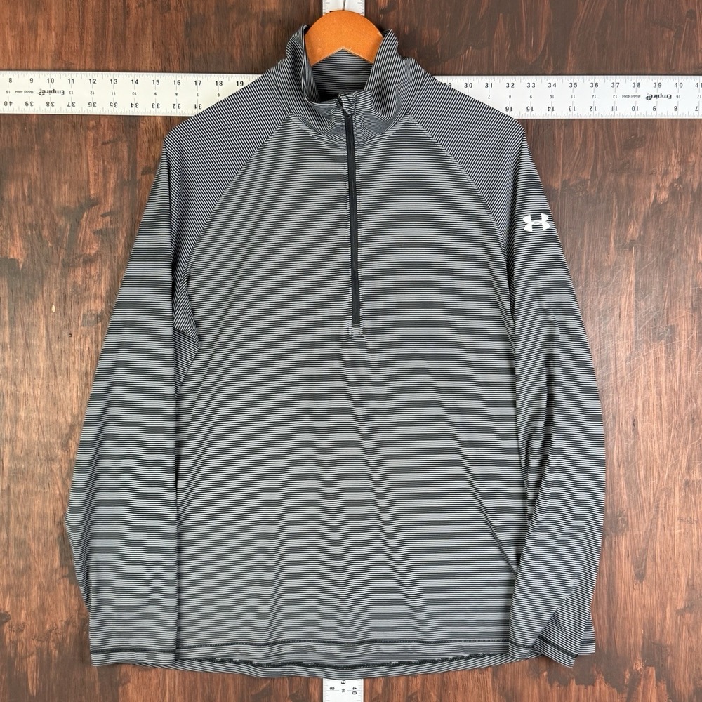 Under Armour Tech‎ 1/2 Zip Stripe Long Sleeve Shirt 1328945 Black White Men's XL